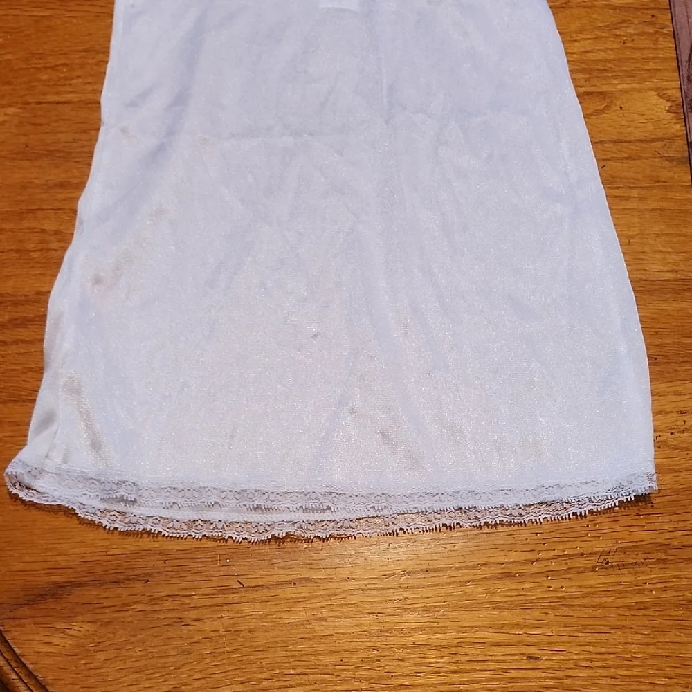 Little Girls toddler baby, size 4 adjustable slip under garment nylon White bow